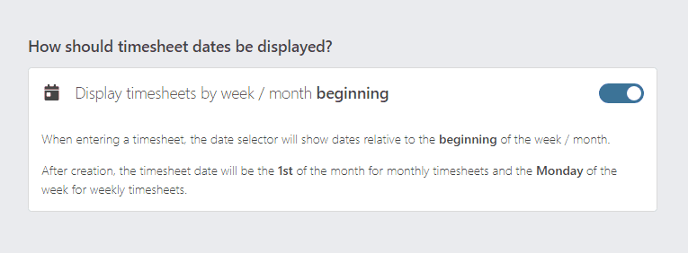 How should timesheets be displayed
