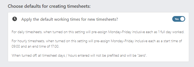 Default daily and hourly inputs can be removed