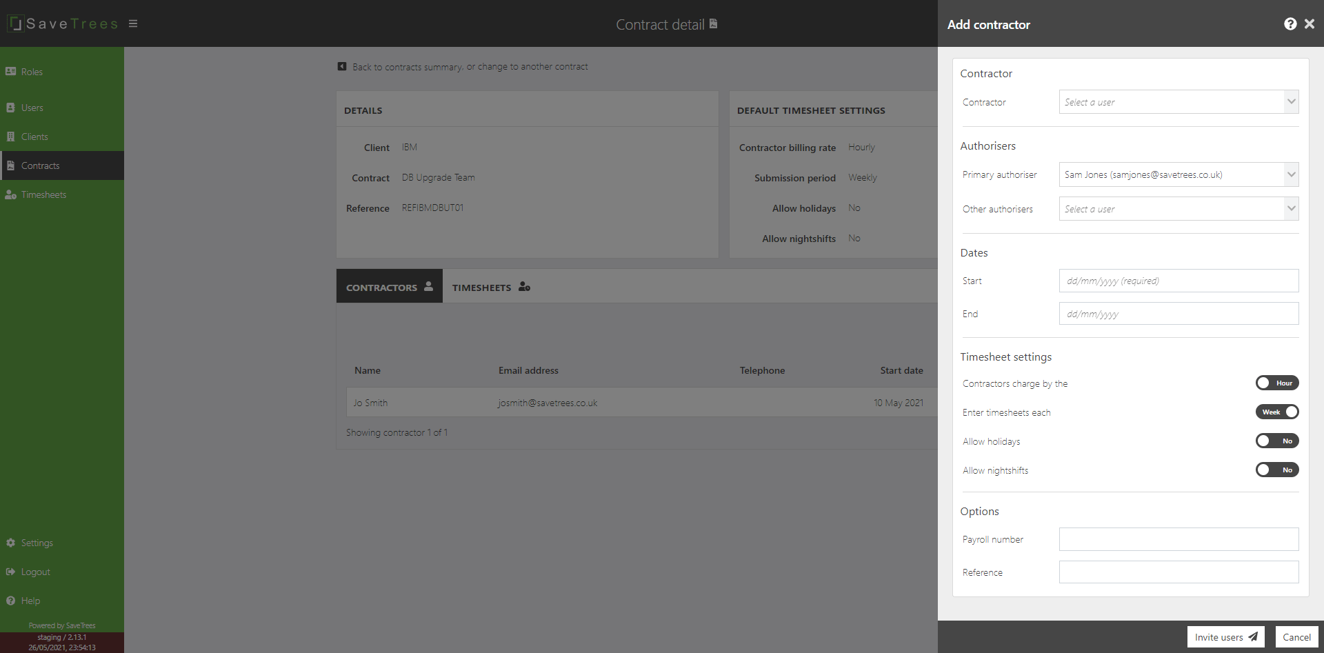 Add contractor full screen