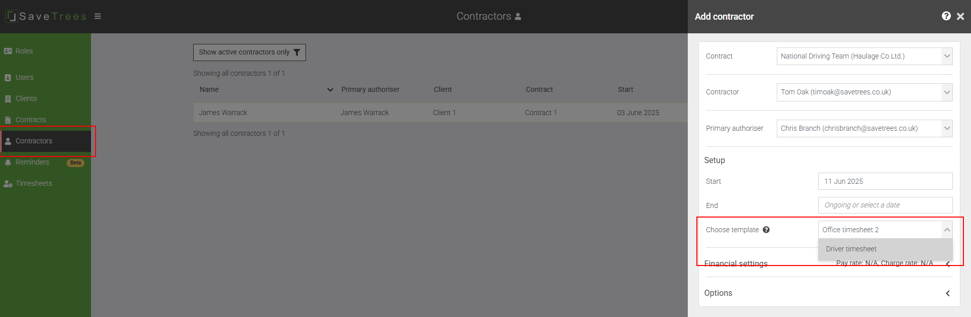 Assigning a template to a worker