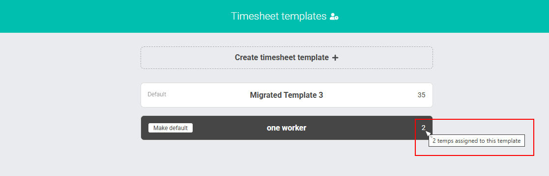 Workers assigned to each template