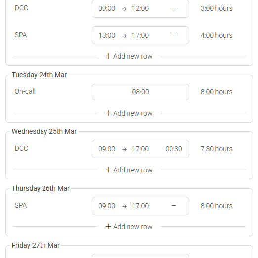 Medical timesheets example